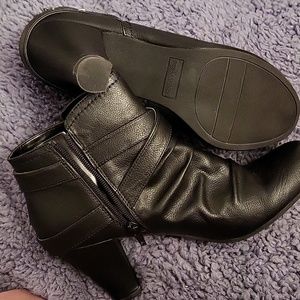 Black 3" heel leather bootie